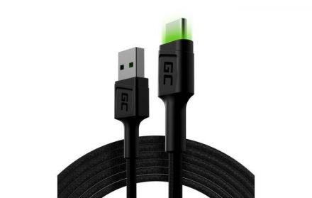 Green Cell Ray - Kabel Przewód USB - USB-C 200cm z zielonym podświetleniem LED, szybkie ładowanie Ultra Charge, QC 3.0 - zdjęcie główne