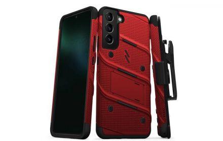 ZIZO BOLT Series - Pancerne etui Samsung Galaxy S22+ ze szkłem 9H na ekran + uchwyt z podstawką (czerwony) - zdjęcie główne
