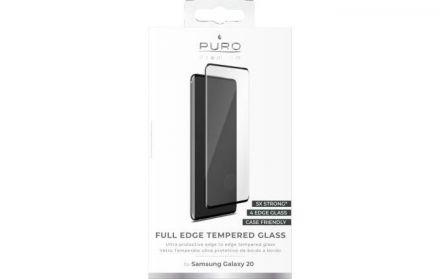 PURO Premium Full Edge Tempered Glass Case Friendly - Szkło ochronne hartowane na ekran Samsung Galaxy S20 (czarna ramka) - zdjęcie główne