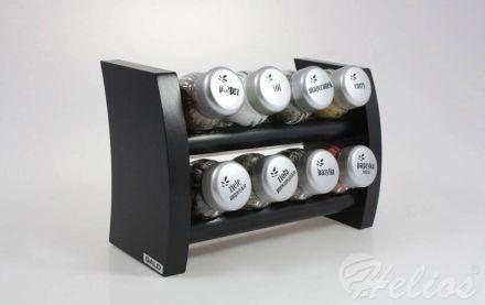 Półka z przyprawami / 8 szt. - CZARNA ze srebrnymi nakrętkami (3068301346) - zdjęcie główne