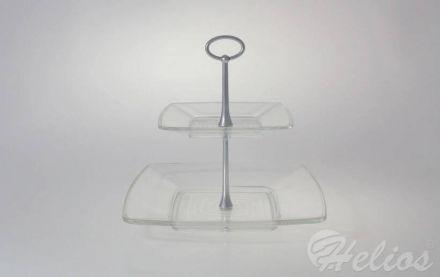 Patera szklana 2-piętrowa / kwadraty (481.946) - zdjęcie główne