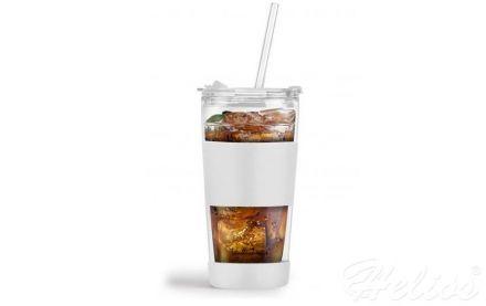 Kubek termiczny szklany ze słomką 600 ml - FUORI Biały (30404) - zdjęcie główne