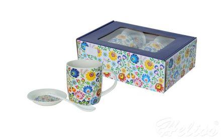 Zestaw 2 szt. kubków ze spodkiem i łyżeczką / CR13-F3 - zdjęcie główne