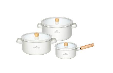 Komplet garnków 6 elementów - Natur Enamel / biały - zdjęcie główne
