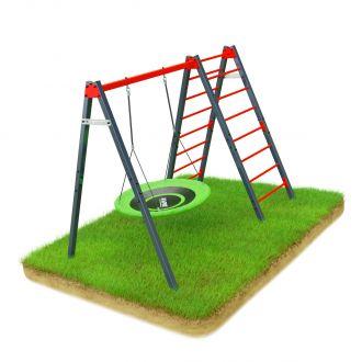 Huśtawka ogrodowa dla dzieci bocianie gniazdo z drabinką KSOZ016D - zdjęcie główne