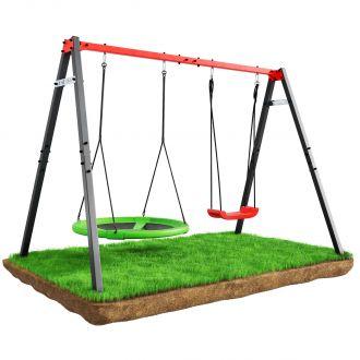 HUŚTAWKA OGRODOWA dla dzieci BOCIANIE GNIAZDO STELAŻ podwójny Super Fun - zdjęcie główne