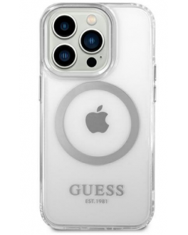Etui do iPhone 14 Pro Max Guess Outline Silver MagSafe - przezroczysty - zdjęcie główne