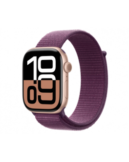 Apple Watch S10 46mm aluminium w kolorze różowe złoto z opaską sportową w kolorze dojrzała śliwka - zdjęcie główne