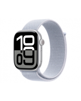 Apple Watch S10 46mm aluminium w kolorze srebrnym z opaską sportową w kolorze błękitnego obłoku - zdjęcie główne