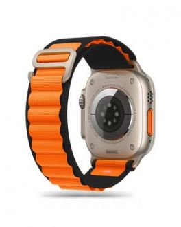 Pasek do Apple Watch 42/44/45/49 mm Tech-Protect Nylon - Czarny/Pomarańczowy - zdjęcie główne