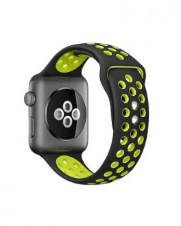 Pasek do Apple Watch 42/44/45/49 mm Crong Duo Sport Band - czarny/limonkowy - zdjęcie główne