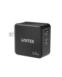 Ładowarka sieciowa Unitek GaN 3 port 65W USB-A 2 x USB-C P1117B - czarna - zdjęcie główne