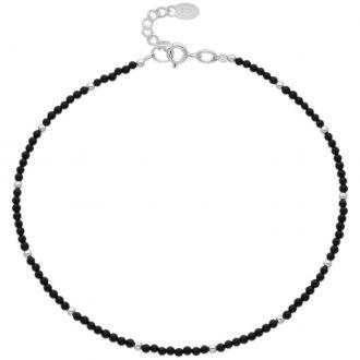Srebrna bransoletka na kostkę z czarnym agatem - zdjęcie główne