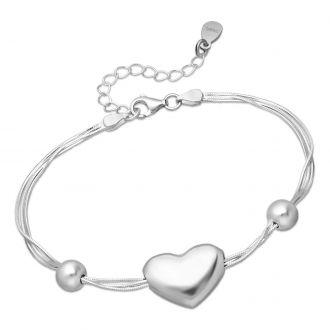 Srebrna bransoletka z sercem - zdjęcie główne