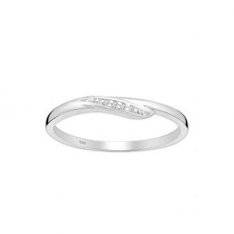 Srebrny pierścionek z cyrkoniami - Europa 18; US 8,5 - zdjęcie główne