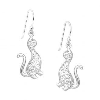 Ażurowe srebrne kolczyki koty - zdjęcie główne