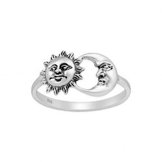 Srebrny pierścionek słońce i księżyc - Europa 6, US 3,5 - zdjęcie główne