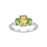 Srebrny pierścionek z lemon kwarc i peridotem - Europa 12, US 5,5