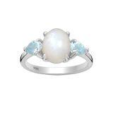 Srebrny pierścionek z Kamieniem Księżycowym i Topazem - Europa 18; US 8,5