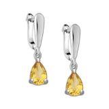 Rodowane srebrne kolczyki z cytrynem