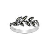 Srebrny pierścionek z markazytem Listki - Europa 11, US 6