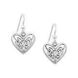 Srebrne kolczyki serce z celtyckim symbolem