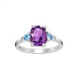 Srebrny pierścionek z ametystem i topazem - Europa 11, US 6