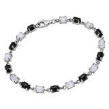 Srebrna bransoletka z kamieniem księżycowym i spinelem