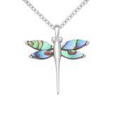 Srebrny wisiorek Ważka z muszlą Abalon