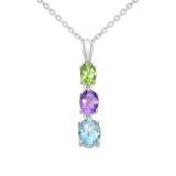 Srebrny wisiorek z topazem ametystem i peridotem