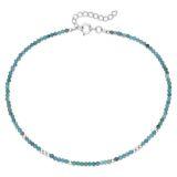 Srebrna bransoletka na kostkę z błękitnym apatytem