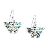 Srebrne kolczyki motyle z muszlą Abalon