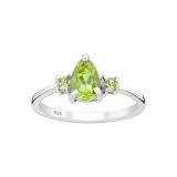 Pierścionek z rodowanego srebra i peridotu - Europa 17, US 8