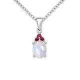 Srebrny wisiorek z kamieniem księżycowym i rodolitami