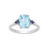 Srebrny pierścionek z topazem i iloitem - Europa 17, US 8