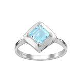 Rodowany srebrny pierścionek z topazem blue sky - Europa 14; US 7