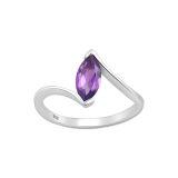 Rodowany srebrny pierścionek z ametystem - Europa 17, US 8