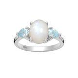 Srebrny pierścionek z Kamieniem Księżycowym i Topazem - Europa 13; US 6