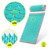 Mata do akupresury z poduszką i pokrowcem - 72 cm HyperMotion szaro-miętowa