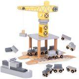 Ruchomy dźwig portowy z magnetyczną wciągarką i akcesoriami - drewniany zestaw