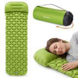 Ultralekki materac dmuchany jednoosobowy do spania na kemping i trekking HyperMotion Campmat – 190x56 cm – zielony