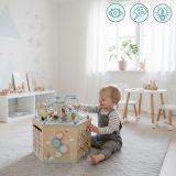 Duża Drewniana Kostka Edukacyjna - zabawka Montessori z magnetyczną kolejką i pętlami motorycznymi