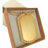 Nieśmiertelnik Zawieszka Hip-Hop GOLD+Łańcuszek 50cm +GRAWER Zdjęcie Tekst