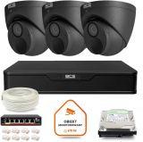 Zestaw monitoringu IP BCS Point 3x Kamera BCS-P-EIP28FWR3-Ai2-G Rejestrator z dyskiem 1TB