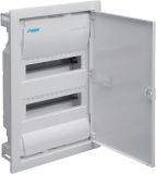 Rozdzielnica podtynkowa z drzwiami metalowymi, 2 rzędy, 24 moduły, IP30, HAGER Volta VU24NE