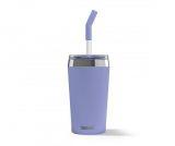 Kubek termiczny ze szklaną słomką HELIA Sigg 450 ml (fioletowy) Peaceful Blue