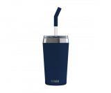 Kubek termiczny ze szklaną słomką HELIA Sigg 450 ml (granatowy) Night Ink