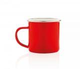 Kubek tradycyjny emaliowany 350 ml EMO z uchem (czerwony)