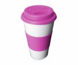 Kubek termiczny stalowy TUMBLER Coffee 460 ml TERMIO (biały/różowy)