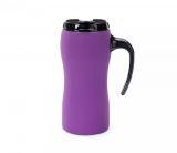 Kubek termiczny z rączką FLUO 450 ml gumowany (fioletowy)